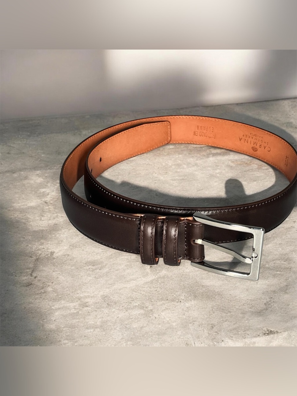 Carmina Shoemaker Mallorca Dark Brown Leather Belt 85/34 – Fits Approx. 32 Waist